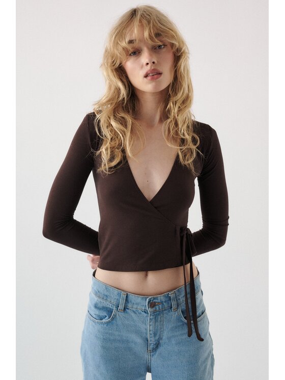 NAGO NAGO Longsleeve N2025 Brązowy Close Fit