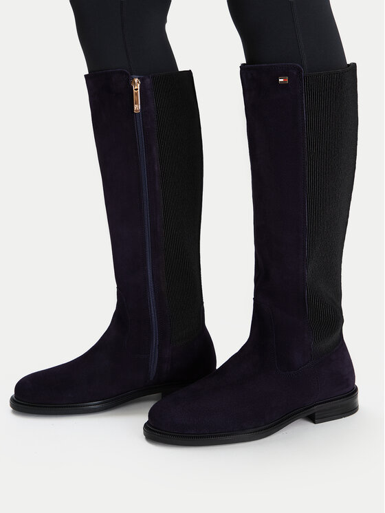 Tommy Hilfiger Tommy Hilfiger Kozaki Enamel Flag Suede High Chelsea FW0FW09574 Granatowy