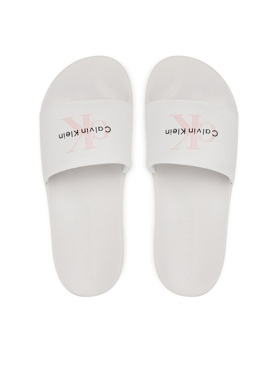 Calvin Klein Jeans Calvin Klein Jeans Klapki Slide Monogram Wn Logo Ck YW0YW01967 Biały