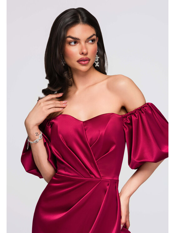 Ombre Ombre Sukienka wieczorowa LA-OM-DLR270 Bordowy Regular Fit