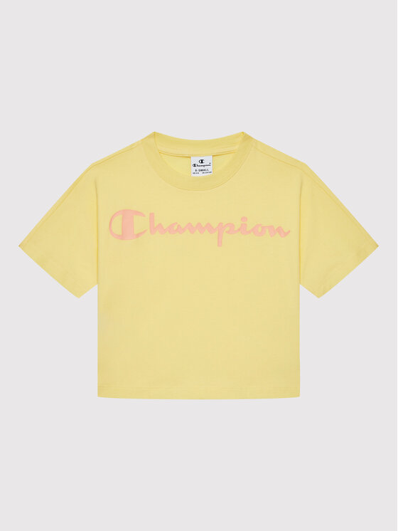 Champion Champion Komplet t-shirt i szorty sportowe 404319 Żółty Custom Fit