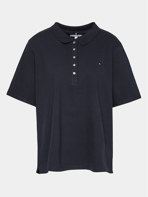 Тениска с яка и копчета Tommy Hilfiger Curve