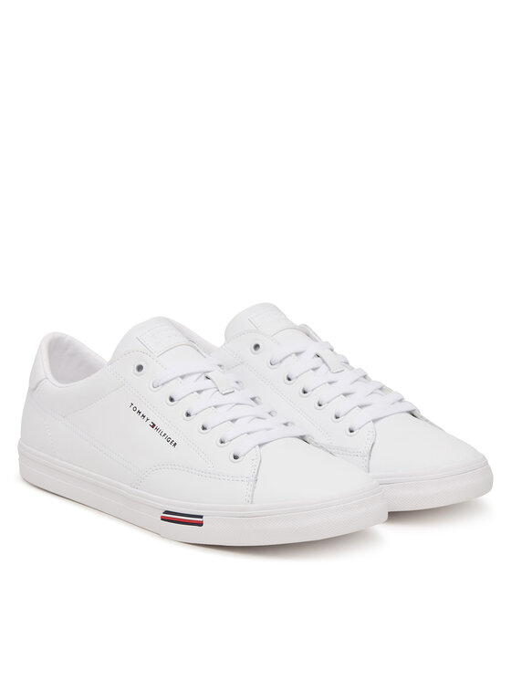 Tommy Hilfiger Tommy Hilfiger Sneakers Signature Midsole Lace-Up Trainers With Leather FM0FM05814 Alb