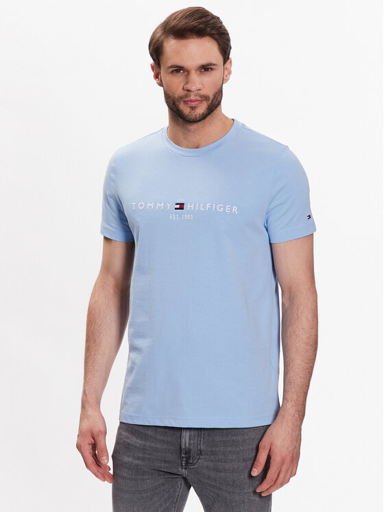 Tommy Hilfiger Tommy Hilfiger Tricou Logo MW0MW11797 Albastru celest Slim Fit