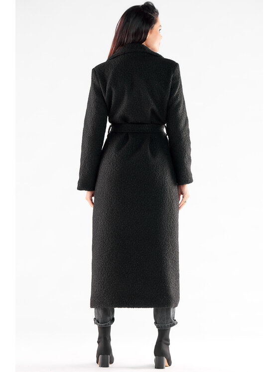 Awama Awama Płaszcz A547 Czarny Basic Fit