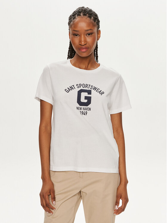 Gant Tričko Logo 4200849 Biela Regular Fit