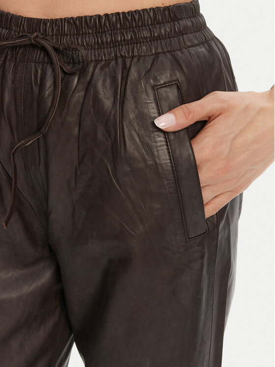 Serge Pariente Serge Pariente Pandaloni de piele Ziva Maro Regular Fit