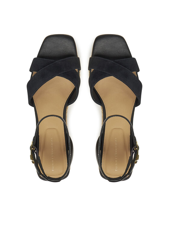 Tommy Hilfiger Tommy Hilfiger Espadrilles Leather & Suede Mid Wedge Espad FW0FW08804 Fekete