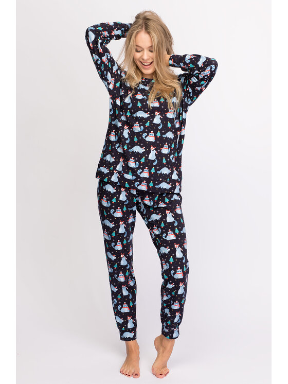 LaLupa LaLupa Piżama LA146 Granatowy Comfort Fit