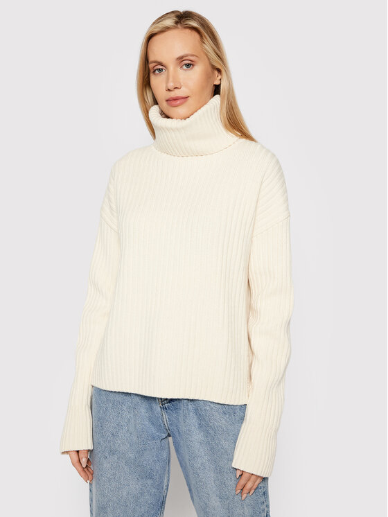 Calvin Klein Bluză cu gât Chunky K20K203218 Bej Relaxed Fit Bej imagine noua