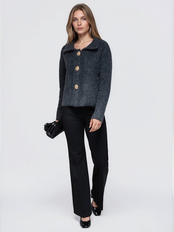 Ombre Ombre Svetr OW-SW-E0066 Šedá Regular Fit