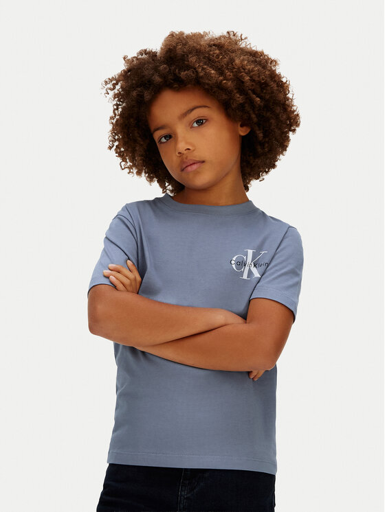 Calvin Klein Jeans Tricou Chest Monologo LV1CKSJA32 Albastru Regular Fit