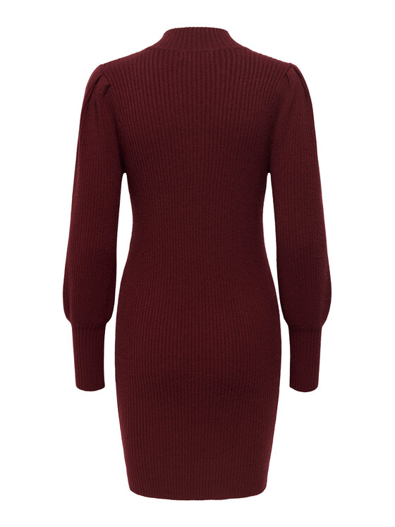 ONLY ONLY Sukienka dzianinowa Katia 15232502 Bordowy Comfort Fit