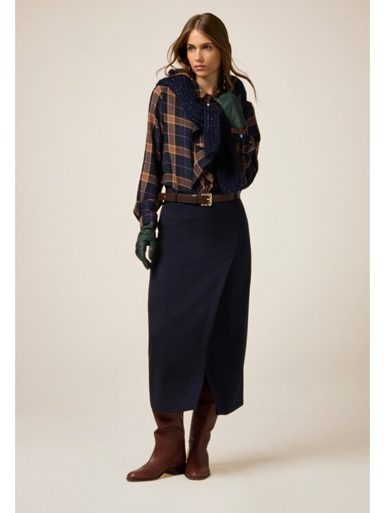 Oltre Oltre Gonna midi 1014R001571N034 Blu Slim Fit