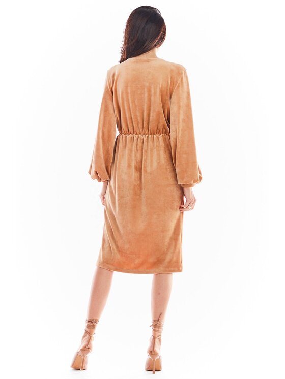 Awama Awama Vestito di maglia A406 Beige Basic Fit