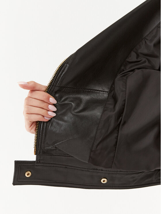 Just Cavalli Just Cavalli Giacca di pelle 75PAVP01 Nero Regular Fit