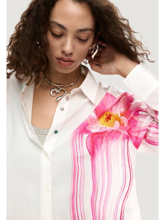 Desigual Desigual Srajca CAM_GLOSS Bela Casual Fit