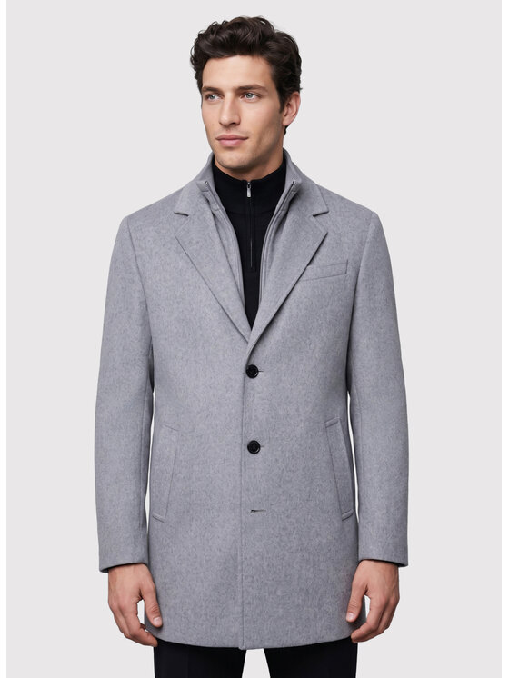 Pako Lorente Pako Lorente Płaszcz wełniany P26WF-7X-012 Szary Straight Fit