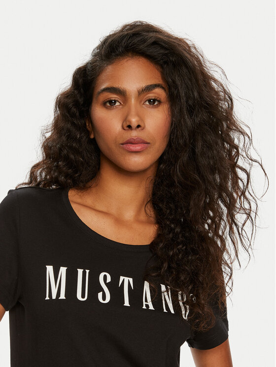 Mustang Mustang Marškinėliai Alma 1013933 Juoda Regular Fit