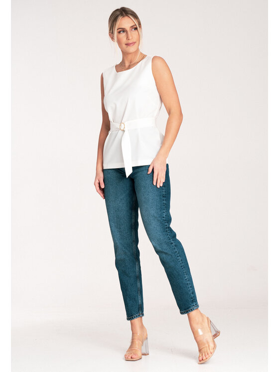 FIGL FIGL Bluzka M1071 Biały Regular Fit