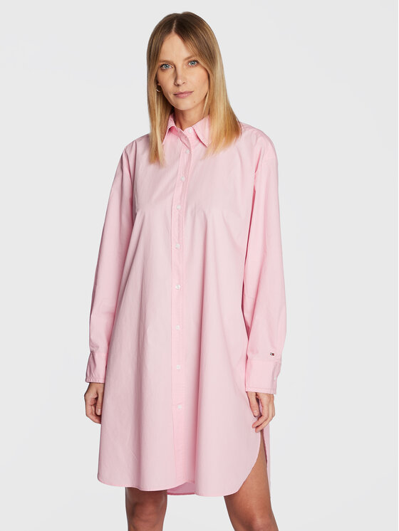 Tommy Hilfiger Tommy Hilfiger Marškinių tipo suknelė Solid WW0WW37102 Rožinė Oversize