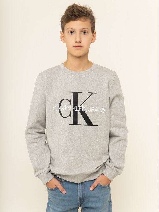 Calvin Klein Jeans Džemperis ar kapuci Monogram Logo IU0IU00069 Pelēks Regular Fit