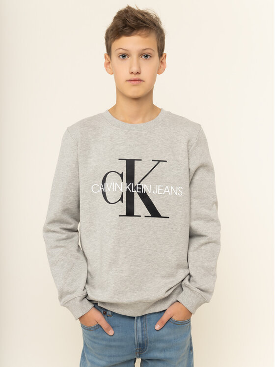 Calvin Klein Jeans Sweatshirt Monogram Logo IU0IU00069 Grau Regular Fit