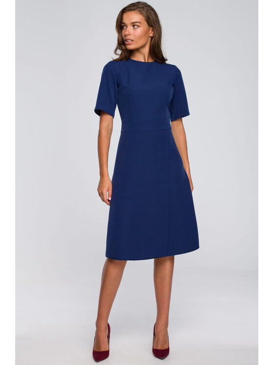 Stylove Stylove Sukienka koktajlowa S240 Granatowy Regular Fit