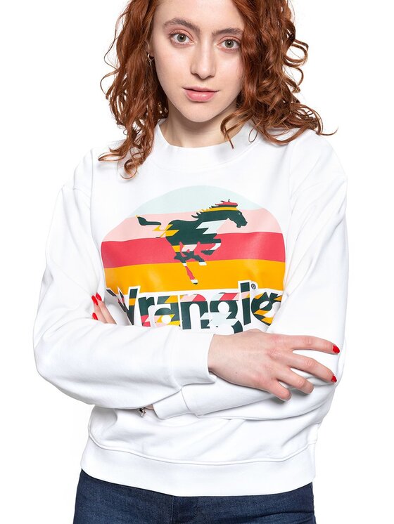Wrangler Wrangler Bluza 80'S RETRO SWEAT Biały Regular Fit