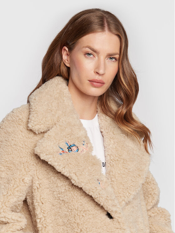 Zadig & Voltaire Zadig & Voltaire Kożuch Laure WWCO00180 Beżowy Relaxed Fit