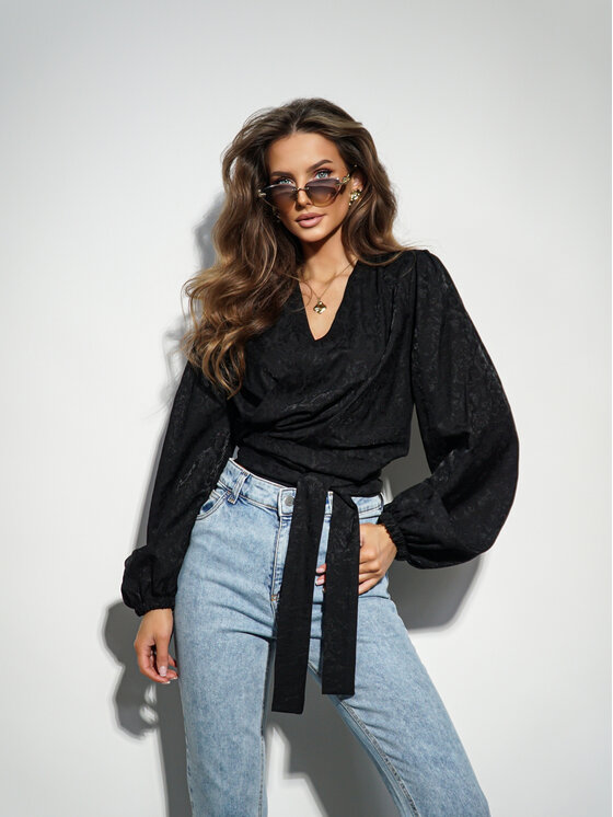 LilaLou LilaLou Bluzka Helen Czarny Regular Fit