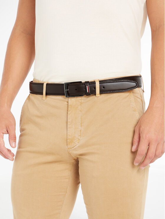 Tommy Hilfiger Pánský pásek Hilfiger Loop Belt 3.5 Rev AM0AM03111 90 Černá