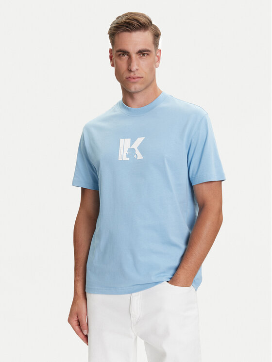 Karl Lagerfeld Jeans Karl Lagerfeld Jeans Tricou A3M17057 Albastru celest Regular Fit