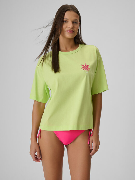 4F 4F T-Shirt BEACHWEAR Żółty jasny Boxy Fit