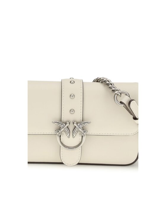 PINKO PINKO Torebka White Calf Leather Bos Taurus Shoulder Biały