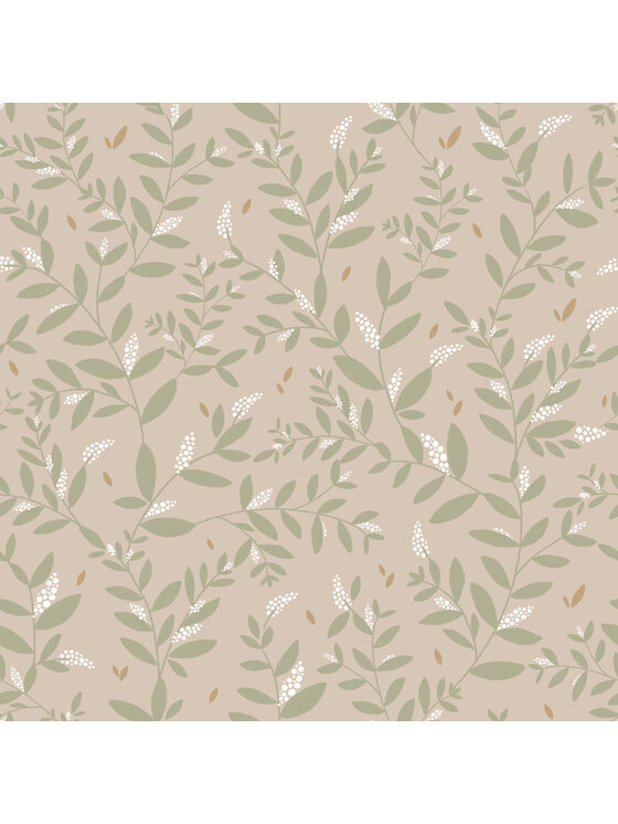 Tapeta Dekornik, Delicate Twigs with Green and Beige