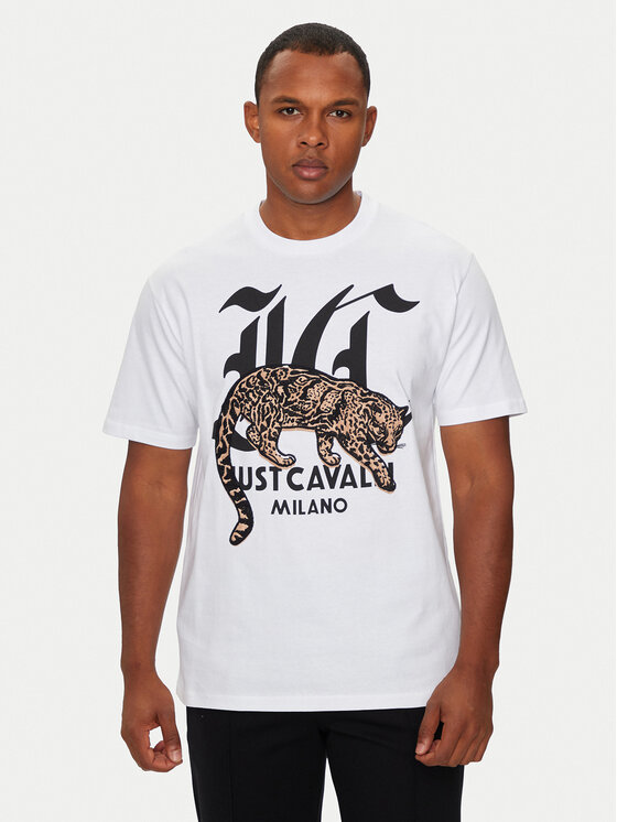 Just Cavalli T shirt 77OAHA02 Bianco Regular Fit Modivo