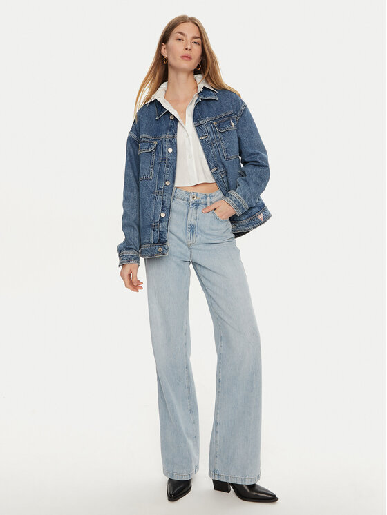Guess Guess Džinsa jaka W4YN21 D5B65 Zils Classic Fit