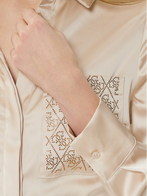 Guess Guess Marškiniai W5RH40 WFQC2 Smėlio Regular Fit