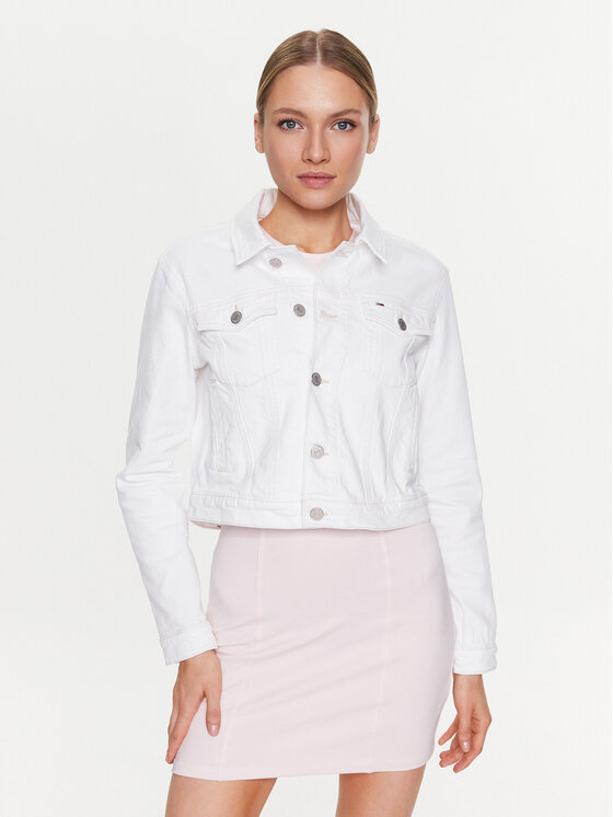 Tommy Jeans Giacca di jeans Izzie DW0DW15615 Bianco Regular Fit, taglia : M