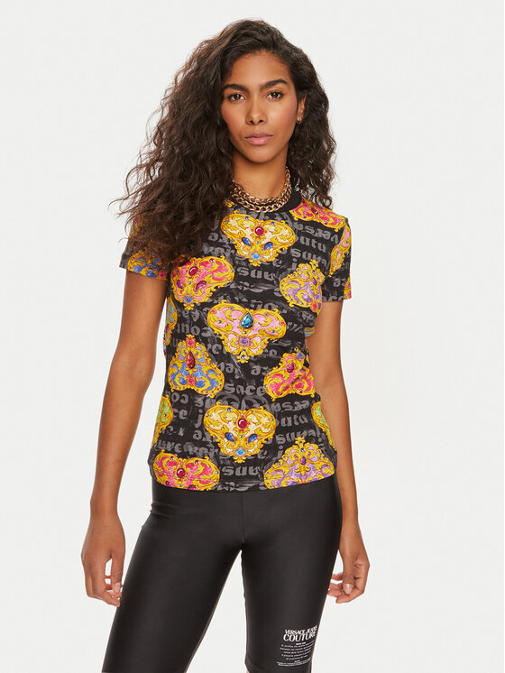 Versace Jeans Couture Tricou 76HAH6B8 Negru Slim Fit