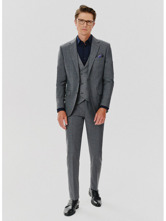 Pako Lorente Pako Lorente Garnitur P24WP-4G-007 Szary Super Slim Fit