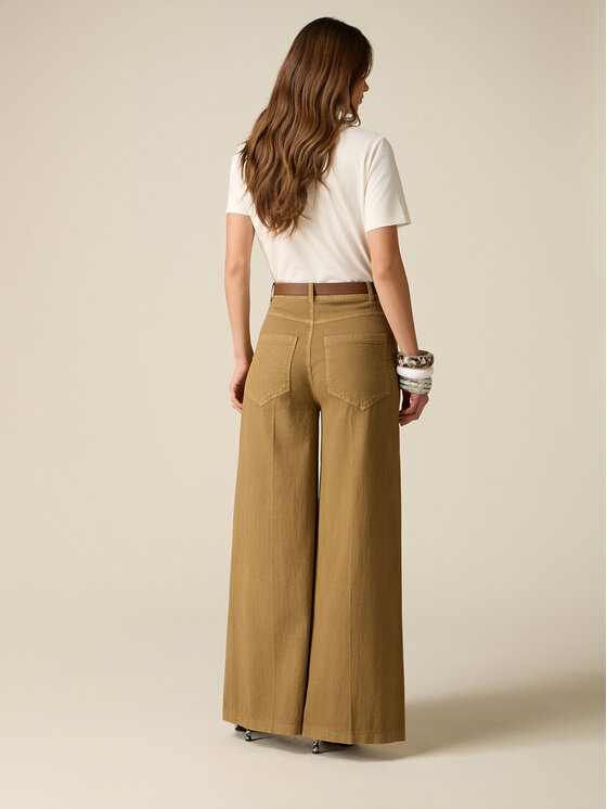 Oltre Oltre Pantaloni di tessuto P016R008951N035 Verde Baggy Fit