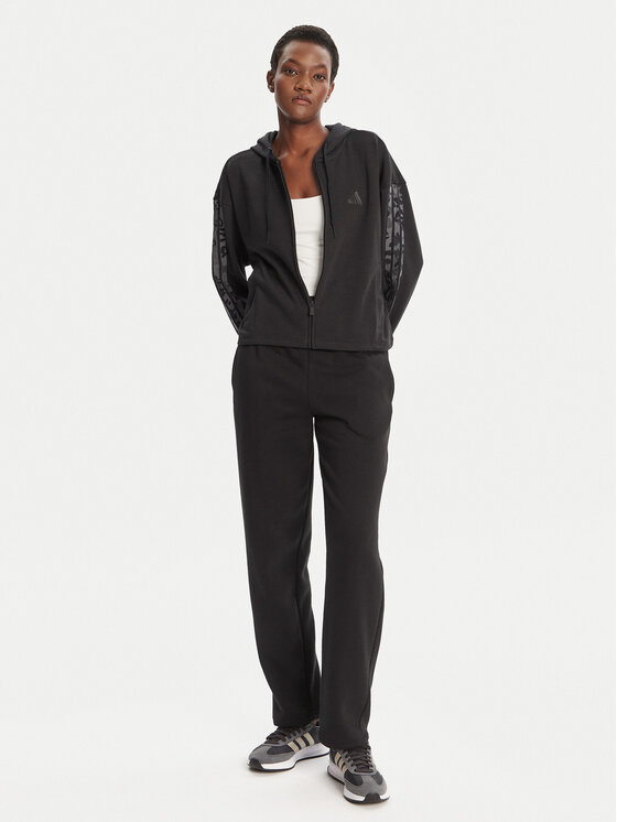adidas adidas Bluză Animal Print 3-Stripes JM1862 Negru Loose Fit
