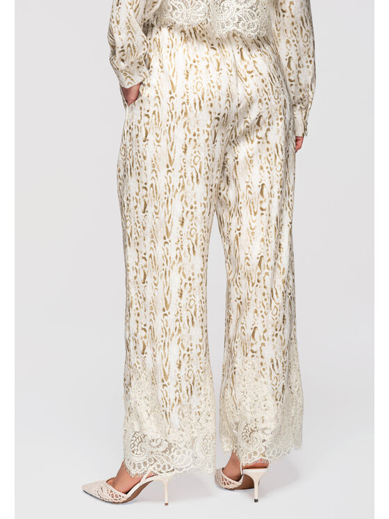 Ombre Ombre Spodnie materiałowe OW-PA-E0006 Beżowy Relaxed Fit