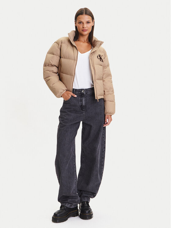 Calvin Klein Jeans Calvin Klein Jeans Pūkinė striukė Graphic Logo LV047D503G Smėlio Regular Fit