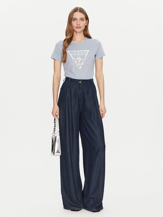 Guess Guess Tricou W5GI05 I3Z14 Albastru celest Regular Fit