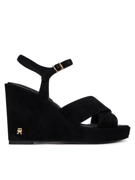 Tommy Hilfiger Tommy Hilfiger Szandál Suede Wrapped High Wedge FW0FW09218 Fekete