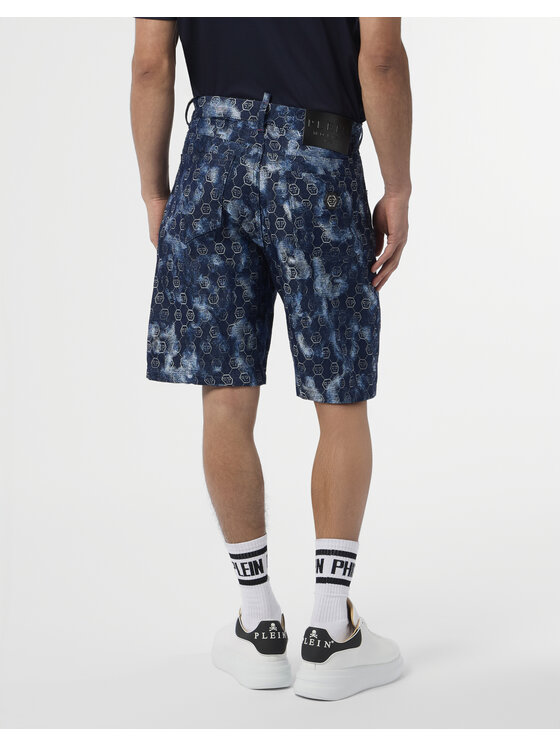 PHILIPP PLEIN PHILIPP PLEIN Džínové šortky 29792 Tmavomodrá Regular Fit