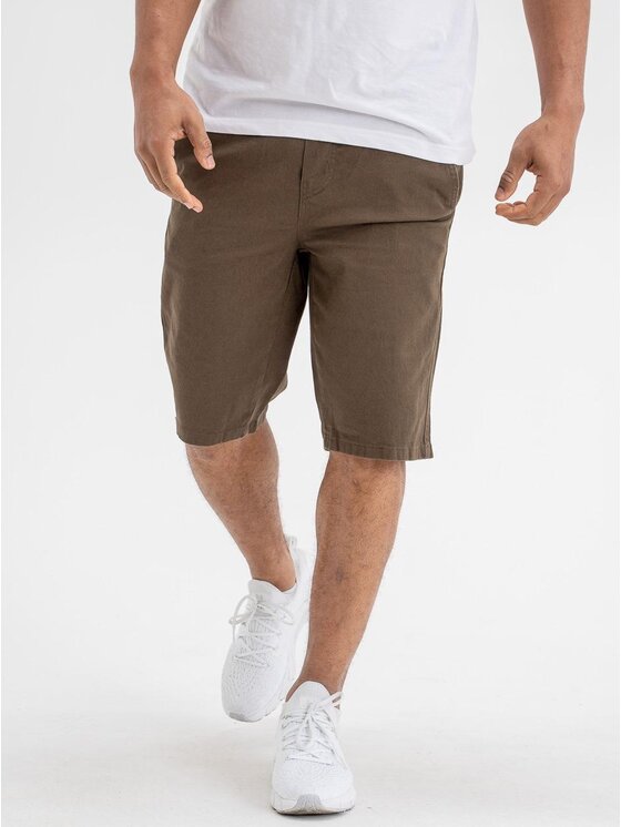 Jigga Wear Jigga Wear Szorty materiałowe Krótkie Spodenki Materiałowe Brązowe Jigga Wear Crown M Brązowy Regular Fit